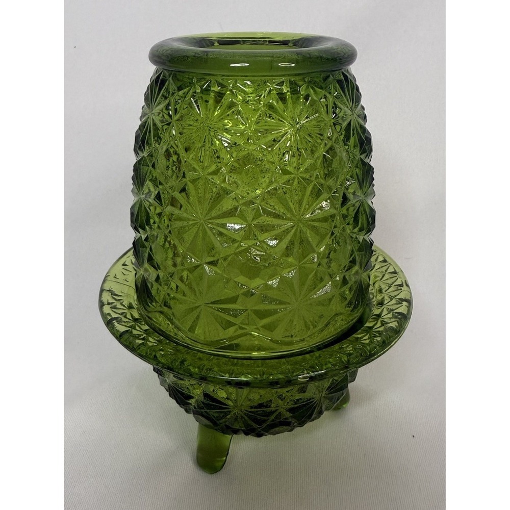 Vintage LE Smith Daisy & Button Emerald Green Fairy Lamp Read Description!